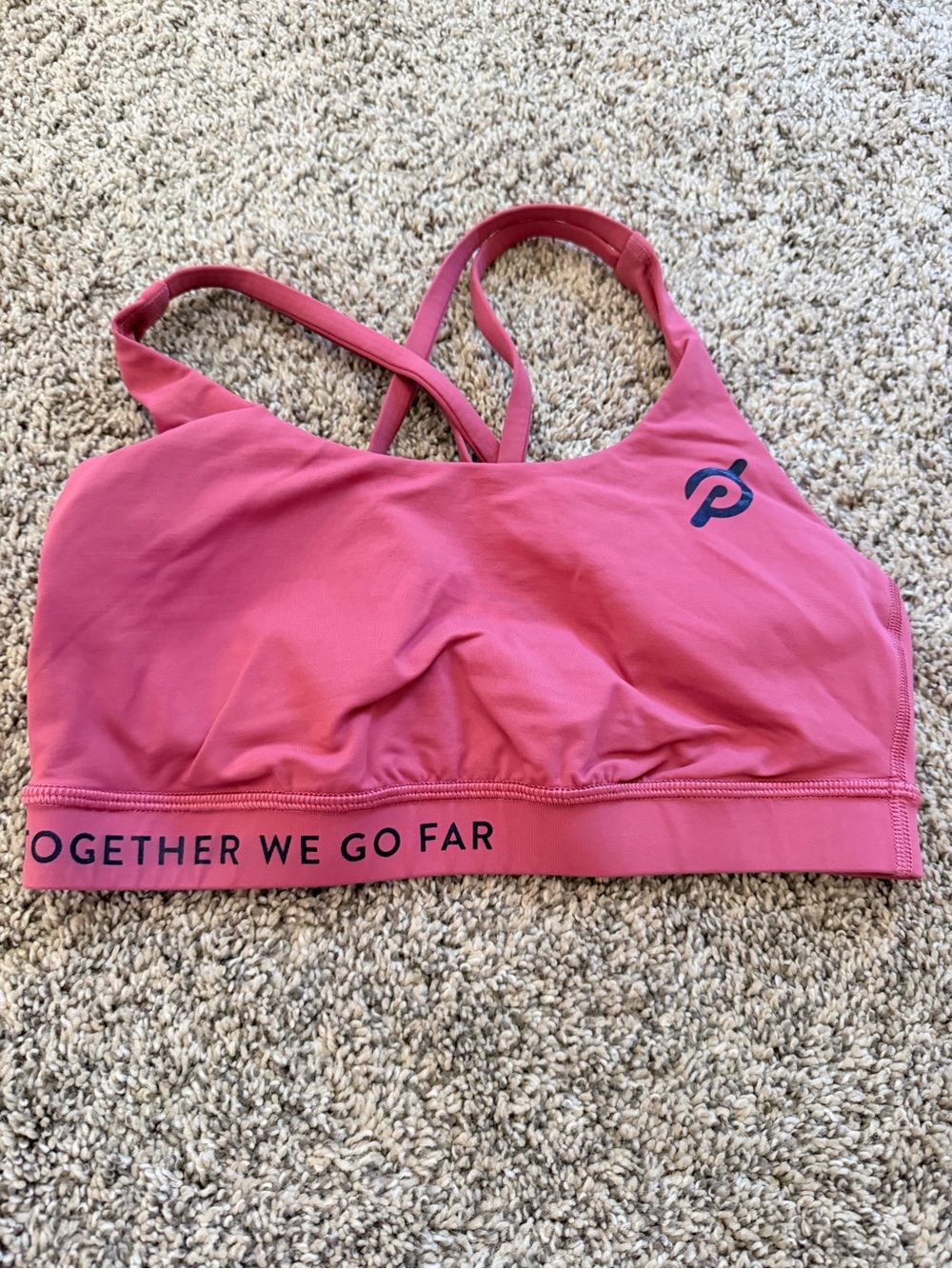 lululemon athletica Pink Cross-Back Sports Bra with Motivational Band